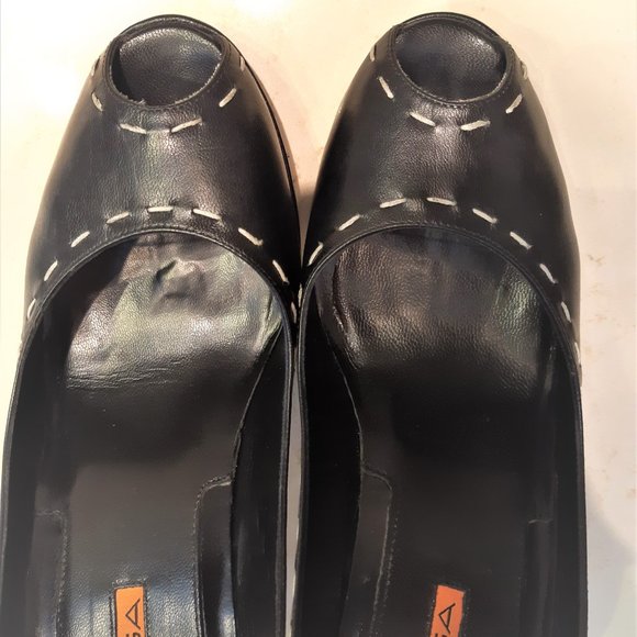 👠Via Spiga black leather open toe pumps heels - Picture 12 of 13